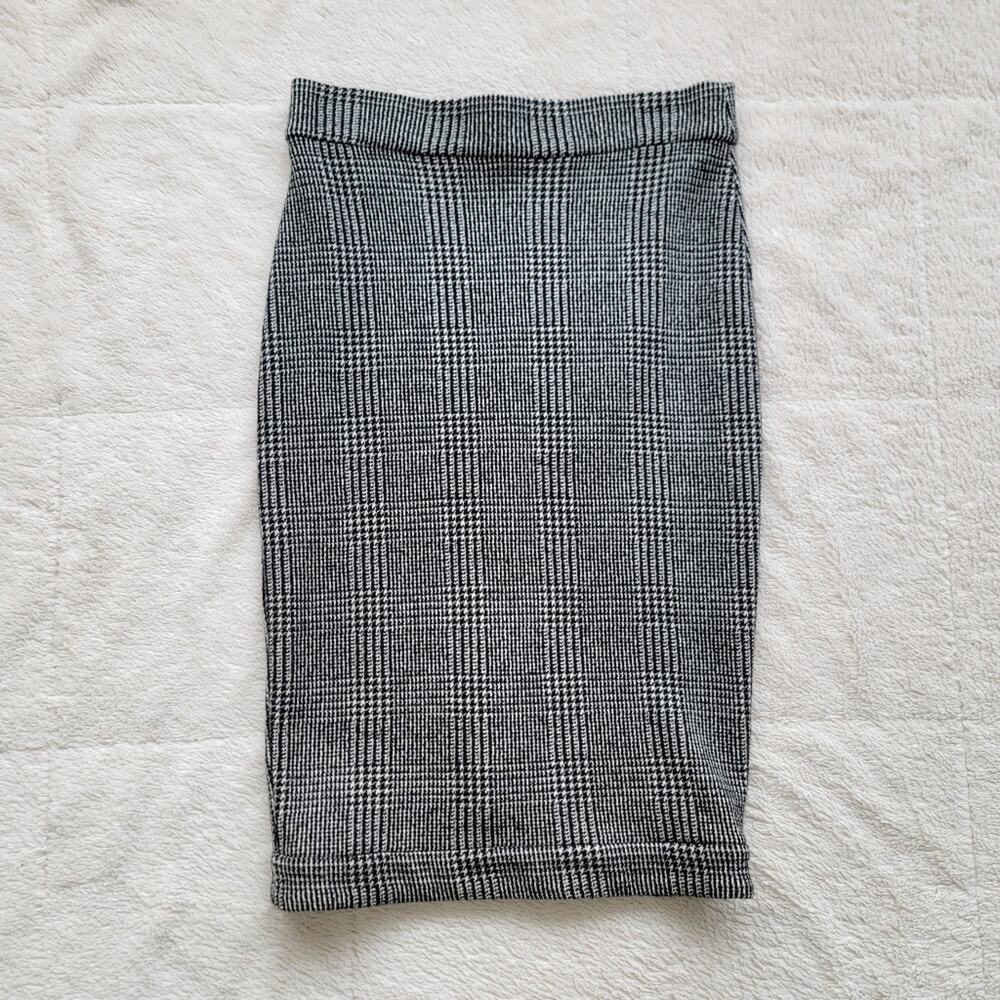 Diane Von Furstenburg Plaid Rear Cinched Pencil Skirt